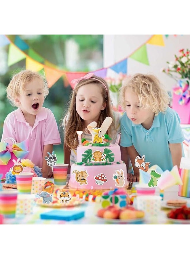 60Pcs Edible Wafer Paper Wildlife Theme Cake Decoration, 12 Different Animal Pattern Cakes Decorations, Jungle Safari Themed Party Baby Shower or Birthday Party, Sugar-Free Birthday Party Supplies  - Image 5
