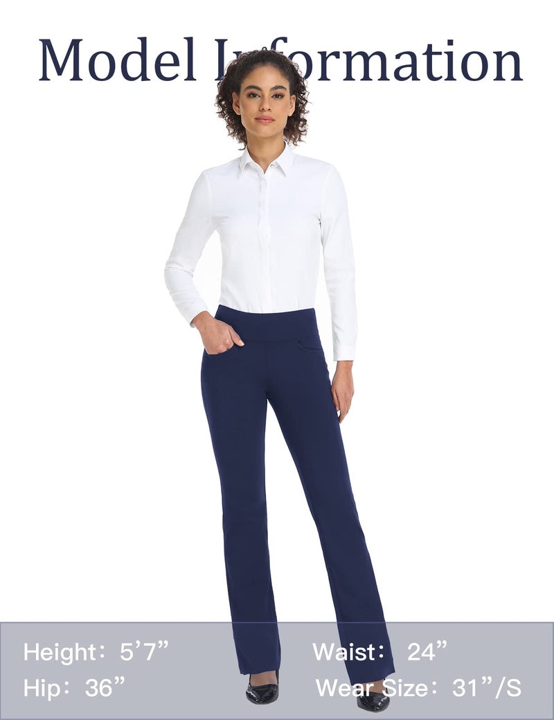Safort 28" 30" 32" 34" Inseam Regular Tall Bootcut Yoga Pants, 4 Pockets, UPF50+, Blue, S - Image 5