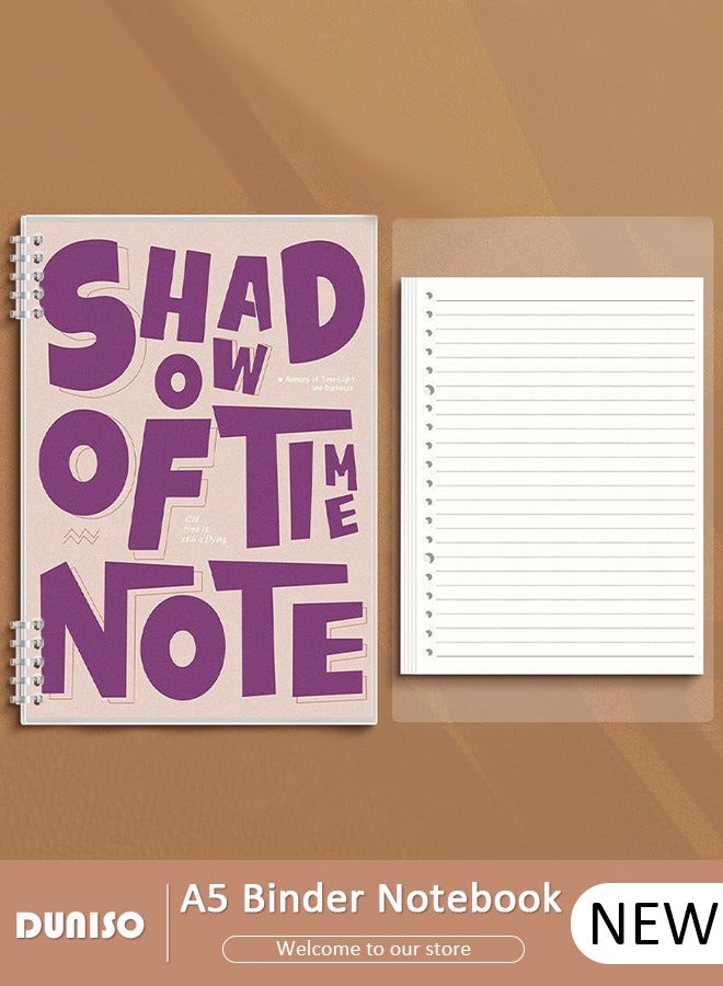 DUNISO دفتر ملاحظات A5 60 صفحة مع غلاف مقاوم للماء دفتر ورق مفكوك بسيط للطلاب دفتر يوميات ثقب دائري دفتر ملاحظات مفكوك قابل للإزالة دفتر أعمال للكتابة للطلاب والمكاتب - Image 1