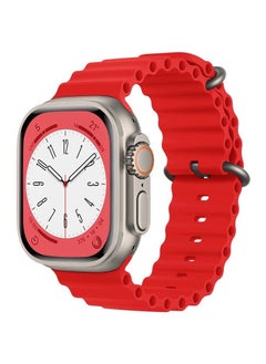 ELMO3EZZ Adjustable Silicone Sport Band for iWatch Ultra Series 8 7 6 5 4 3 2 1 SE, Adjustable Sport Band Compatible with Apple Watch Band /49mm/ 45mm 44mm/ 42mm (Red)