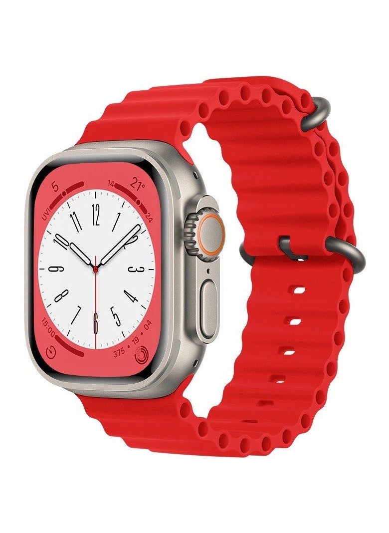 Generic - ELMO3EZZ Adjustable Silicone Sport Band for iWatch Ultra Series 8 7 6 5 4 3 2 1 SE, Adjustable Sport Band Compatible with Apple Watch Band /49mm/ 45mm 44mm/ 42mm (Red) - Image 1
