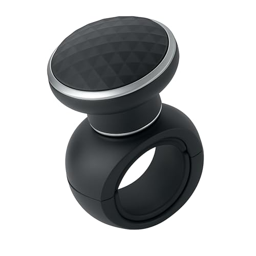 SARTE Universal Car Steering Wheel Power Knob 360 Degree Rotation Control Spinner Ball Handle with Diamond Texture Design Non Slip ABS Material for Cars Trucks Tractors Black - Image 1