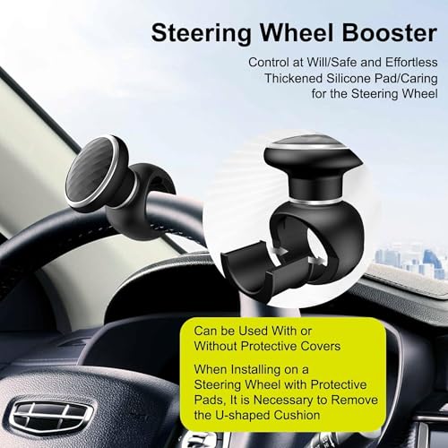 SARTE Universal Car Steering Wheel Power Knob 360 Degree Rotation Control Spinner Ball Handle with Diamond Texture Design Non Slip ABS Material for Cars Trucks Tractors Black - Image 5