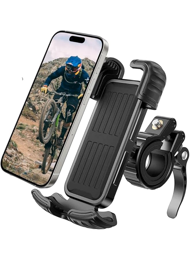 Azonee Bike Phone Holder, Ultra Stable Metal Motorcycle Bicycle Phone Mount, Handlebar Clamp For Iphone 15 Pro Max/Plus & Samsung Phones (4.7-6.8'')  - Image 1