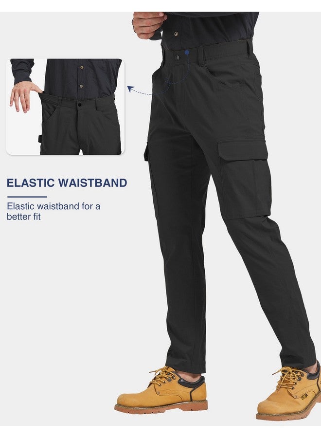 بولي بنطلون PULI الكلاسيكي للرجال من Carpenter بنطلون تكتيكي مقاوم للماء من النايلون بقصّة ضيقة مع جيوب، أسود، مقاس 34 - Image 4