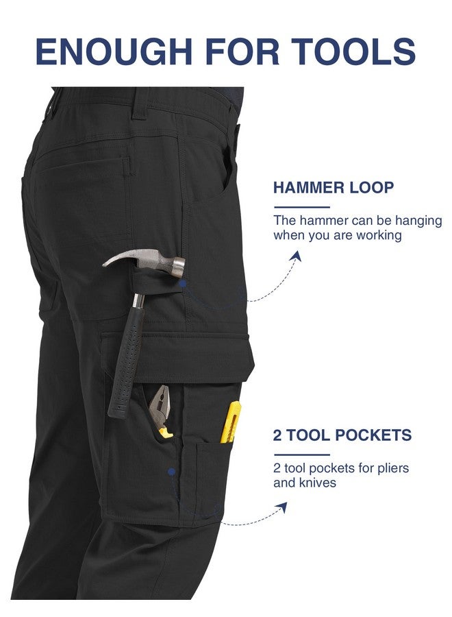 بولي بنطلون PULI الكلاسيكي للرجال من Carpenter بنطلون تكتيكي مقاوم للماء من النايلون بقصّة ضيقة مع جيوب، أسود، مقاس 34 - Image 2