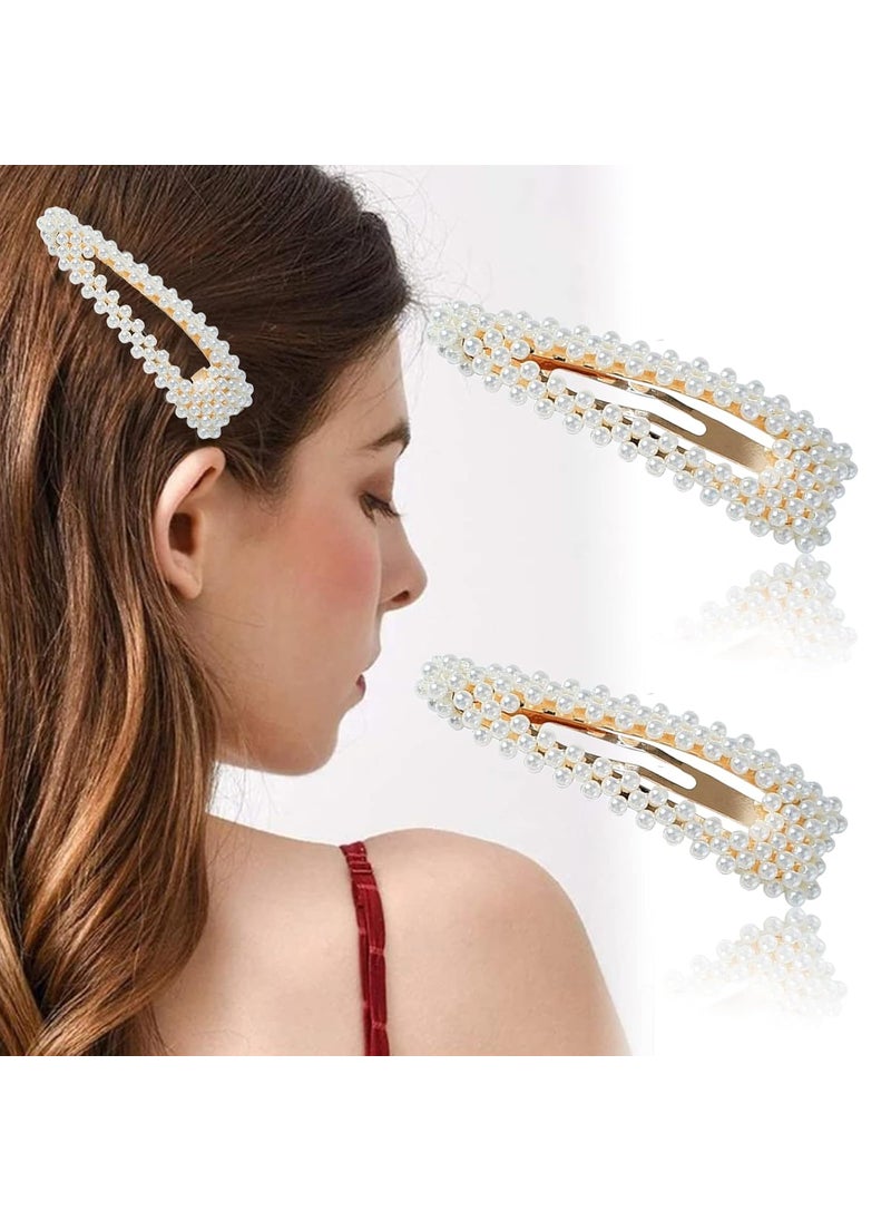AEGYPIUS AEGYPIUS Pearl Hair Clips for Women 2 Pcs 295 In Snap Hair Clips Pearl Hair Clip Pearl Barrettes for Women Hair Snap Clips Pearl Hair Barrettes for Women Pearl Hair Accessories Pearl Clips for Hair 
