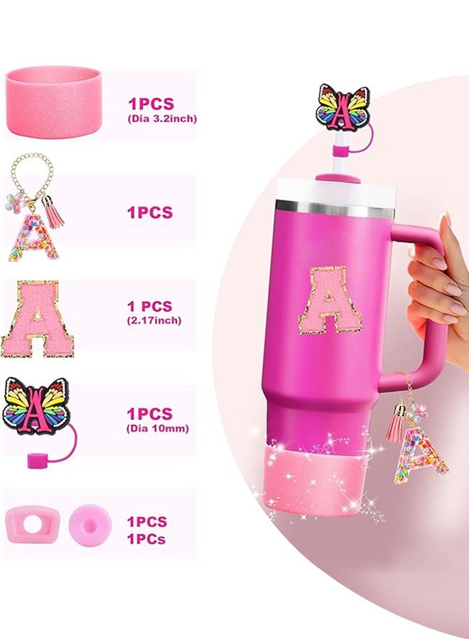 Cup Accessories for 30oz 40oz,  Decorations for Cup, Including Silicone Straw Cover Cap and Boot, Spill Proof Stopper, Handle Charm, Sticker (6PCS) (A) - Image 2