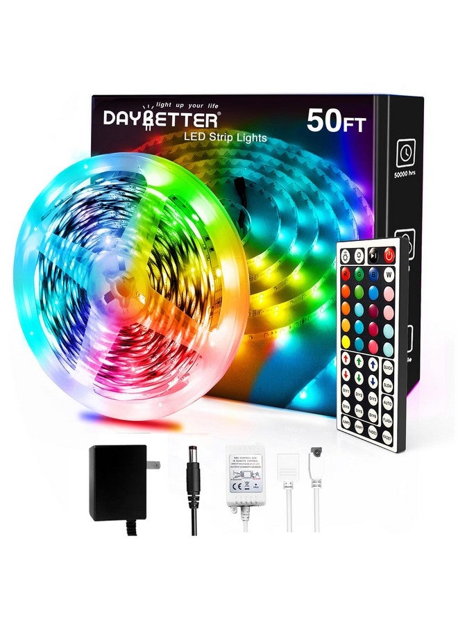 DAYBETTER Led Strip Lights 50ft, Color Changing Led Light Strip with Remote Control, 5050 RGB Strip Lighting Suitable for Home Decor, Living Room, Kitchen, Home Party Decoration - Image 1