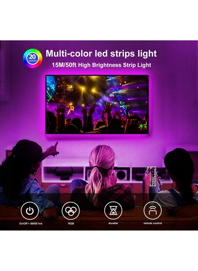 DAYBETTER Led Strip Lights 50ft, Color Changing Led Light Strip with Remote Control, 5050 RGB Strip Lighting Suitable for Home Decor, Living Room, Kitchen, Home Party Decoration - Image 2