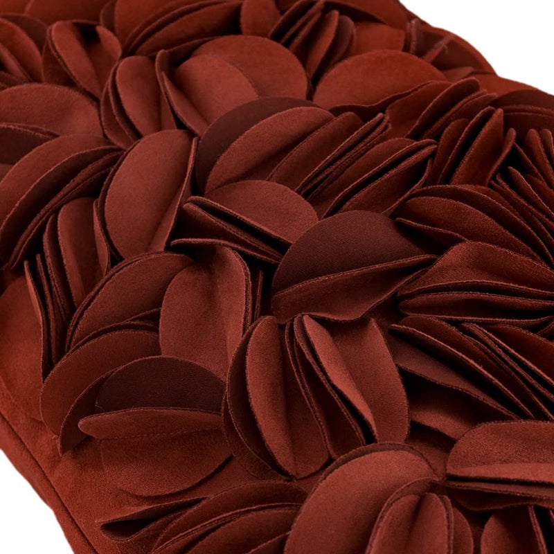 KINGROSE Handmade 3D Flower Soft Home Decorative Throw Pillow Case Rectangle Cushion Cover for Sofa Couch Chair Bed 12 x 20 Inches Solid Suede Rust Red - Image 3