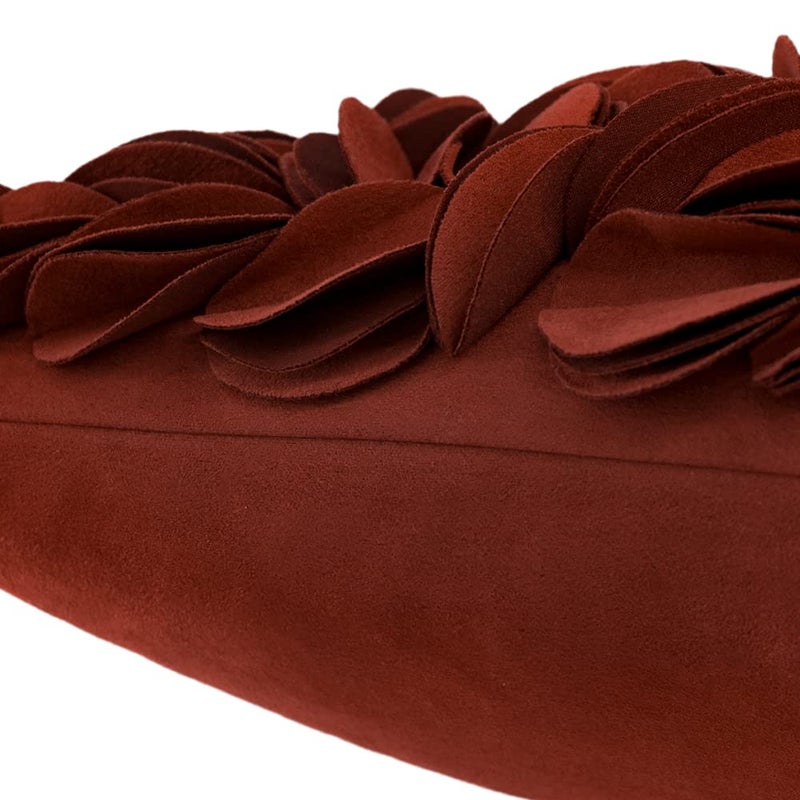 KINGROSE Handmade 3D Flower Soft Home Decorative Throw Pillow Case Rectangle Cushion Cover for Sofa Couch Chair Bed 12 x 20 Inches Solid Suede Rust Red - Image 4
