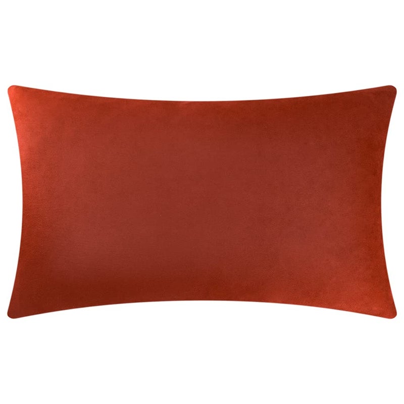 KINGROSE Handmade 3D Flower Soft Home Decorative Throw Pillow Case Rectangle Cushion Cover for Sofa Couch Chair Bed 12 x 20 Inches Solid Suede Rust Red - Image 2