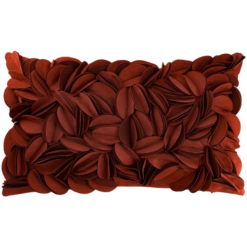 KINGROSE Handmade 3D Flower Soft Home Decorative Throw Pillow Case Rectangle Cushion Cover for Sofa Couch Chair Bed 12 x 20 Inches Solid Suede Rust Red - Image 1