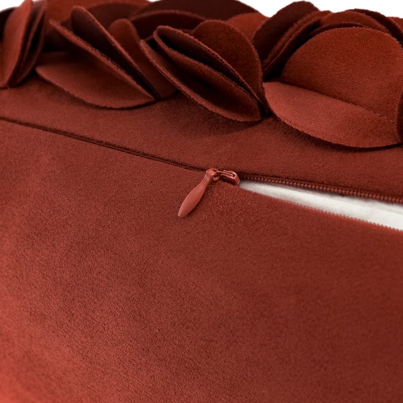 KINGROSE Handmade 3D Flower Soft Home Decorative Throw Pillow Case Rectangle Cushion Cover for Sofa Couch Chair Bed 12 x 20 Inches Solid Suede Rust Red - Image 5