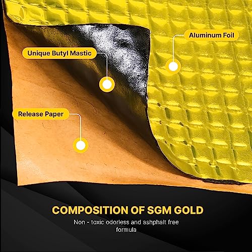 SGM Gold 80 mil (2mm) 36 sqft (3.4 sqm) Car Sound Deadening Mat, Automotive Sound Deadener, Self Adhesive Butyl Car Sound Deadening Material, Audio Noise Insulation and Dampening Sheets - Image 3