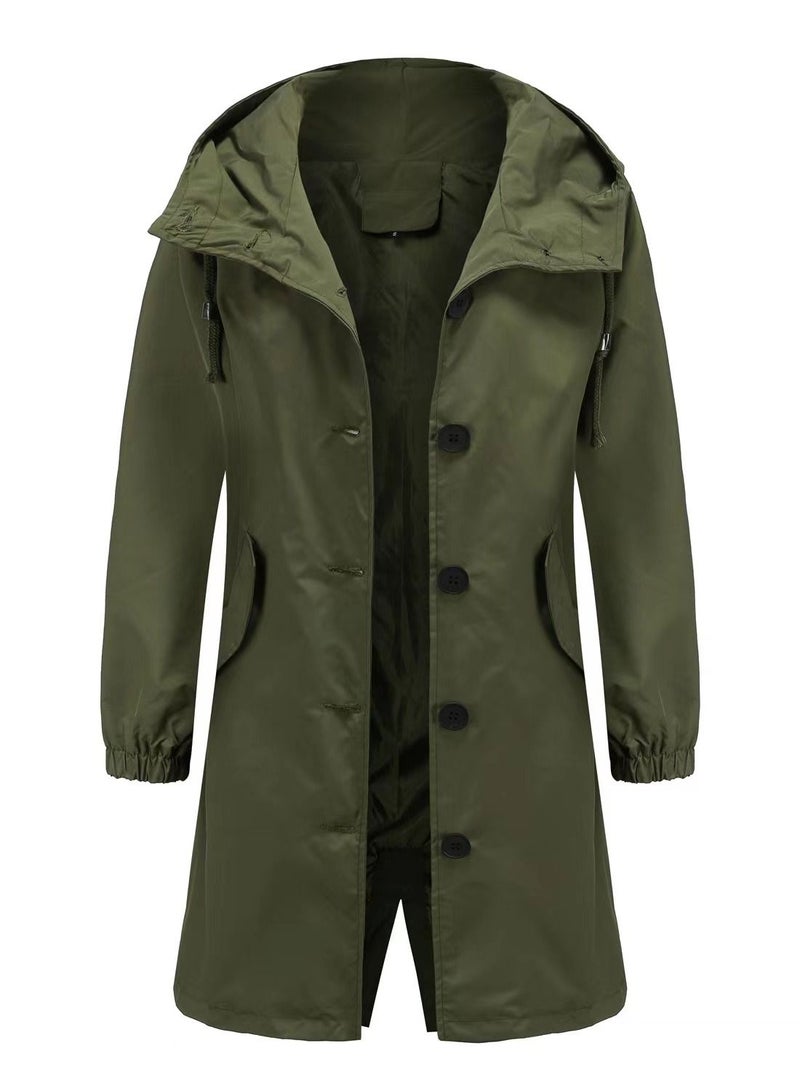 Loquat Autumn Winter Women's Hooded Windbreaker Casual Long Coat  - Image 2