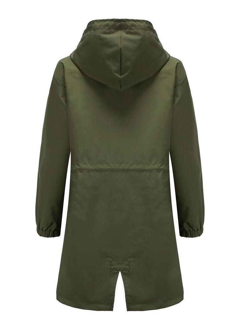 Loquat Autumn Winter Women's Hooded Windbreaker Casual Long Coat  - Image 3