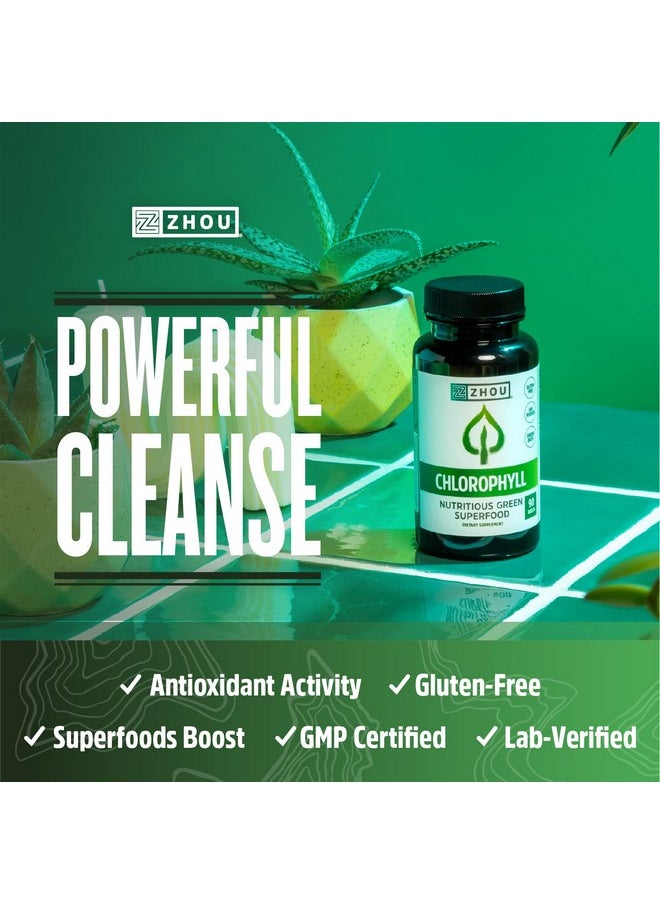 Zhou Nutrition Chlorophyll Tablets Nutritious Green Superfood Herbal Supplement Glutenfree Herbal Support 90 Tablets  - Image 4