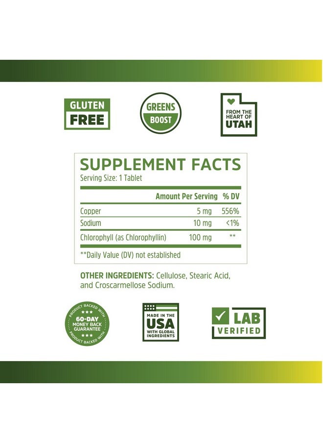 Zhou Nutrition Chlorophyll Tablets Nutritious Green Superfood Herbal Supplement Glutenfree Herbal Support 90 Tablets  - Image 3
