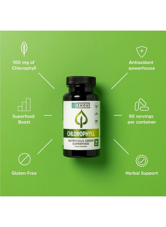 Zhou Nutrition Chlorophyll Tablets Nutritious Green Superfood Herbal Supplement Glutenfree Herbal Support 90 Tablets  - Image 5
