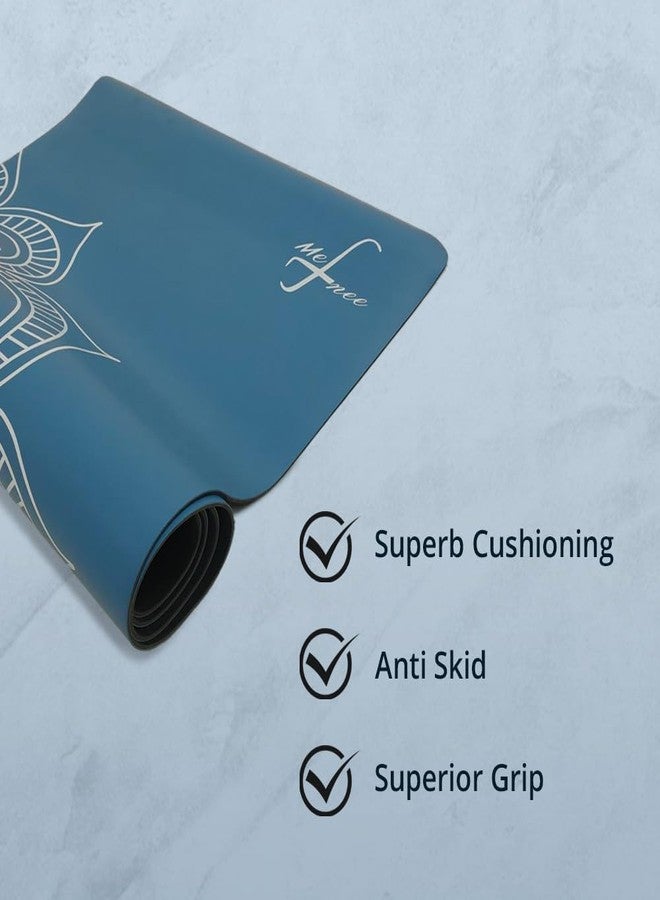 MeFree Natural Rubber Yoga Mat - Eco-Friendly PU Top Layer for Superior Grip & Comfort - Non-Slip, Sweat-Resistant for Yoga, Pilates & Fitness - 4.5mm Thick, Anti-Tear Design (Blue) - Image 3