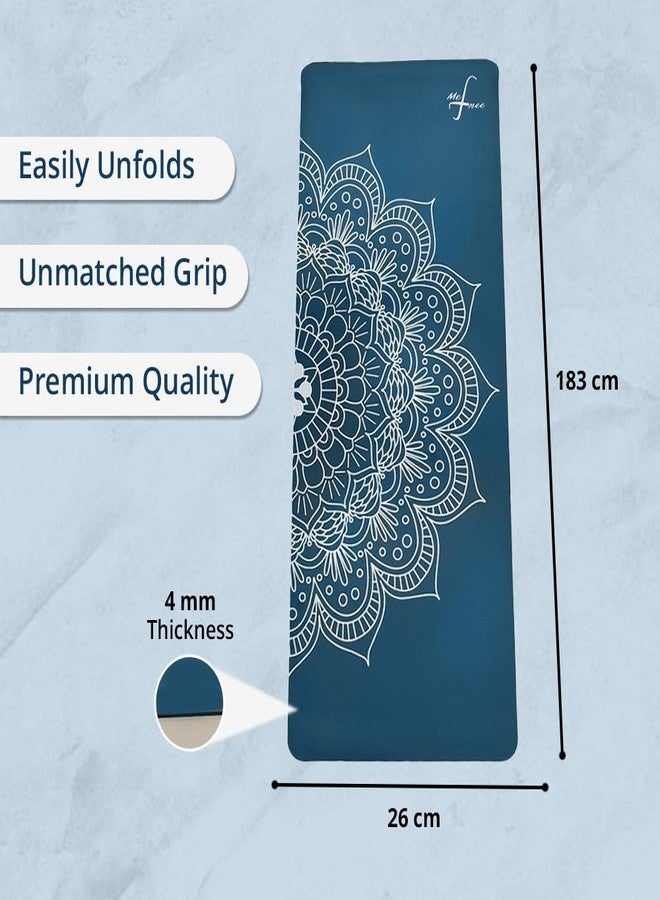 MeFree Natural Rubber Yoga Mat - Eco-Friendly PU Top Layer for Superior Grip & Comfort - Non-Slip, Sweat-Resistant for Yoga, Pilates & Fitness - 4.5mm Thick, Anti-Tear Design (Blue) - Image 2