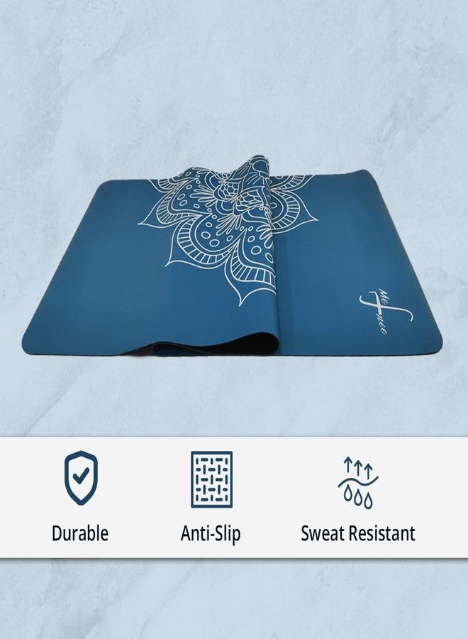 MeFree Natural Rubber Yoga Mat - Eco-Friendly PU Top Layer for Superior Grip & Comfort - Non-Slip, Sweat-Resistant for Yoga, Pilates & Fitness - 4.5mm Thick, Anti-Tear Design (Blue) - Image 5