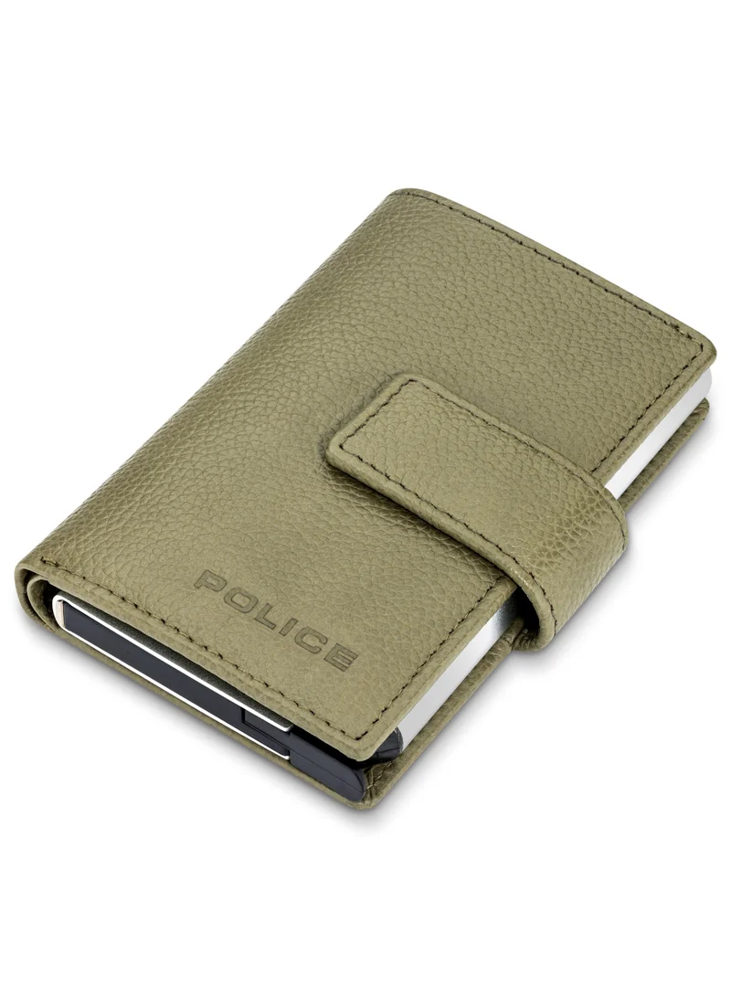 POLICE Boumous Leather & Alloy Men's Automatic Card Case, RFID Safe - PELGD2206910