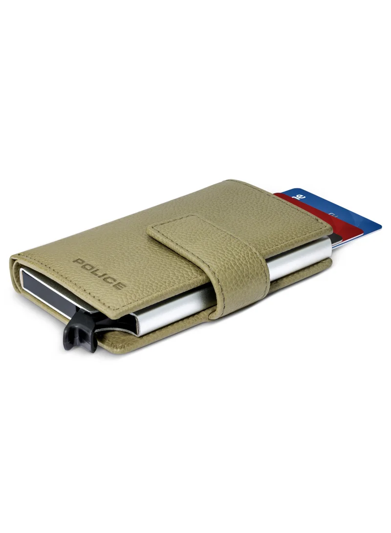 POLICE Boumous Leather & Alloy Men's Automatic Card Case, RFID Safe - PELGD2206910