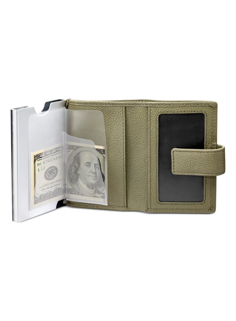 POLICE Boumous Leather & Alloy Men's Automatic Card Case, RFID Safe - PELGD2206910