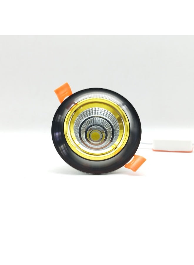 م.م.ذ  دحاولا صخشلا ةكرش اهمزاولو ةرانلا  تادعم ةراجتل زنيل دنآ وتلب سبوت لايت سقفي LED COB من PLATO بقدرة 10 واط (عبوة قطعتين) | متحرك | هيكل أسود وذهبي | إضاءة بيضاء 6000 كلفن - Image 1