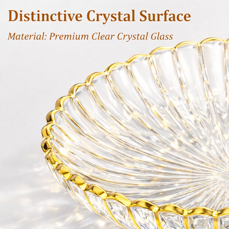 Yiyiring Gold Large Decorative Bowl 12'' Hand-painted Ruffle Decorative Bowl Glass Fruit Bowls Crystal Key Bowls Modern for Counter Home Decoration Table Centerpiece Kitchen Dining Room(Flat) - Image 5