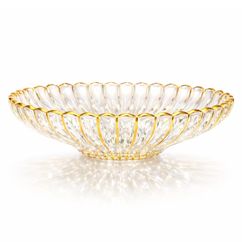 Yiyiring Gold Large Decorative Bowl 12'' Hand-painted Ruffle Decorative Bowl Glass Fruit Bowls Crystal Key Bowls Modern for Counter Home Decoration Table Centerpiece Kitchen Dining Room(Flat) - Image 1
