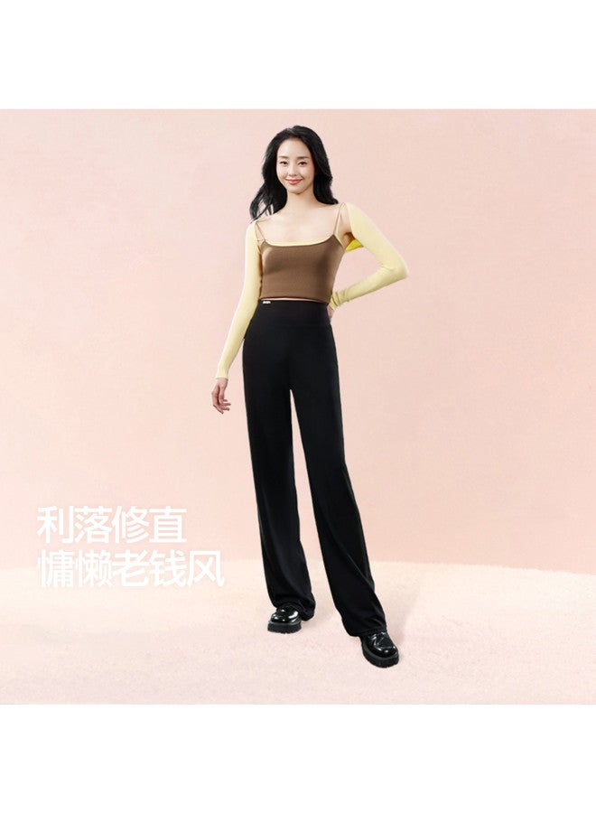SIINSIIN Ju Jingyi Same Style Wide Leg Pants Straight Leg Pants Autumn Winter Women High-End Feel High Waist Tummy Control Commuter Shark Hem Leisure Pants - Image 2