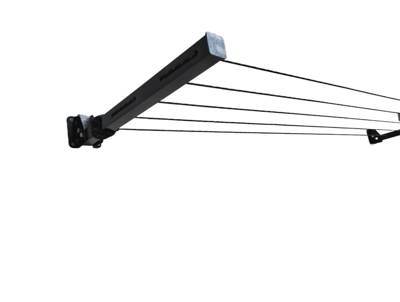 GLITZ® Clothes Drying Stand Space Saving Foldable 4 Wire Metal Wall Mount, Collapsible Rack Powder Coated Rust Proof Four Tier with Free Clothesline (Black) - Image 2