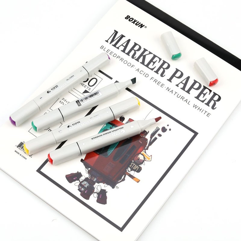 BOXUN Premium 50 Sheets Sketch Marker Paper Pad, Bleedproof Artist Drawing Paper, 8.27 x 11.69 Inch - Image 3