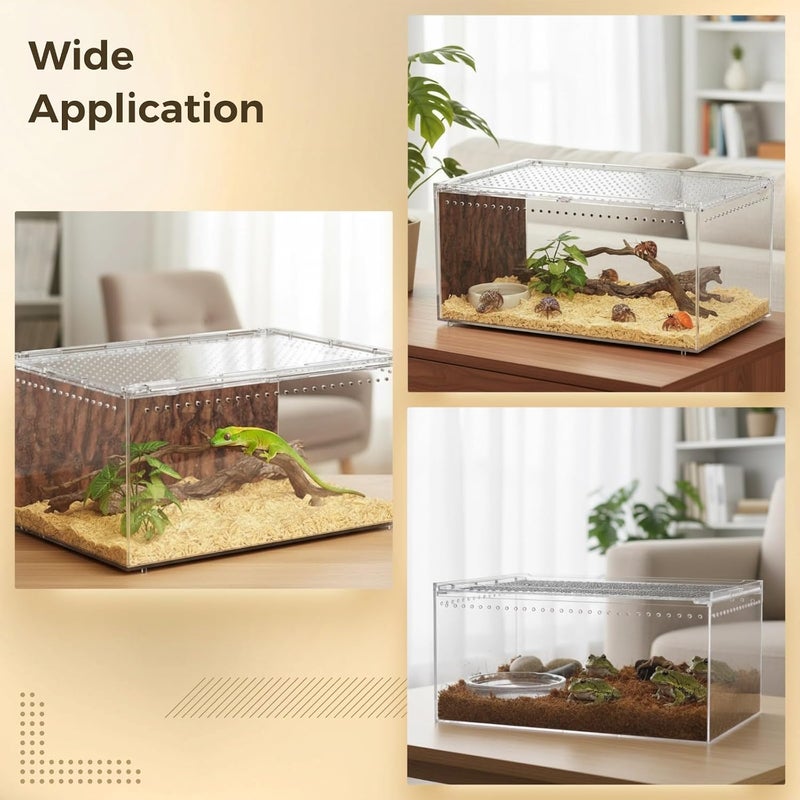 Varku Reptile Terrarium Enclosure, 11.8 x 7.9 x 5.9 in / 30 x 20 x 15 cm Acrylic Tarantula Breeding Box, Transparent Jumping Spider Cage, Snake Terrarium - Image 5