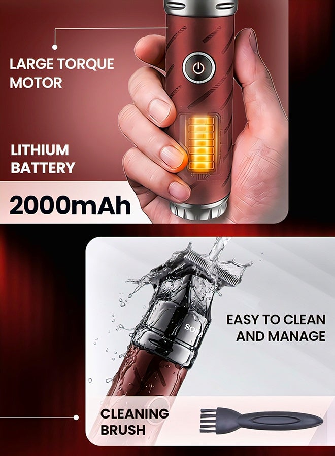 SONASHI Professional T-Blade Hair & Beard Trimmer, Ceramic S/S Blade, Digital LCD, 2000mAh Lithium Battery, 4 Hours Use, USB Type-C Charging, 3 Comb Attachments SHC-1065 Maroon red - Image 5