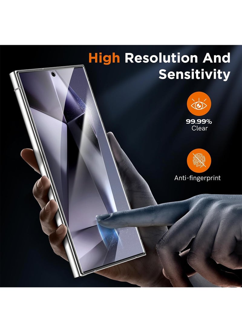 [2+2] Screen Protector For Samsung Galaxy S25 Ultra 5G Tempered Glass with 2 Pack Camera Lens Protector, [Fingerprint Compatible] Touch Sensitive, 9H Hardness Tempered Glass, Case Friendly