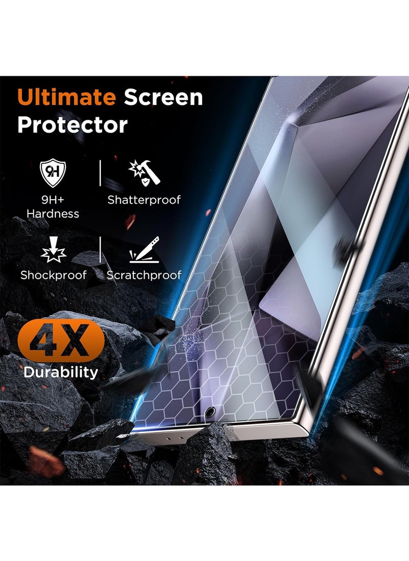 [2+2] Screen Protector For Samsung Galaxy S25 Ultra 5G Tempered Glass with 2 Pack Camera Lens Protector, [Fingerprint Compatible] Touch Sensitive, 9H Hardness Tempered Glass, Case Friendly