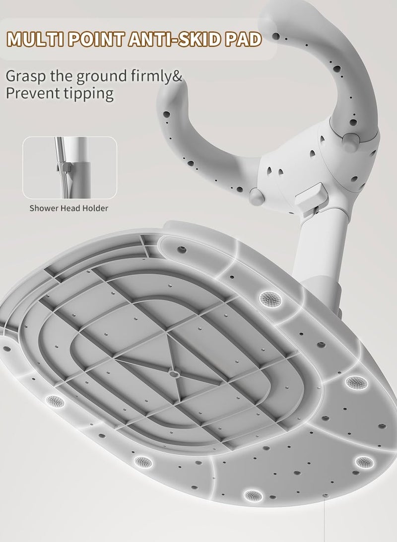 Adjustable Baby Shower Stand, Baby Bath Stand, Baby Shower Standing Support with Adjustable Height and Safety Handle, Foldable and Compact Baby Bathtub with Stand (GREY) - Image 4