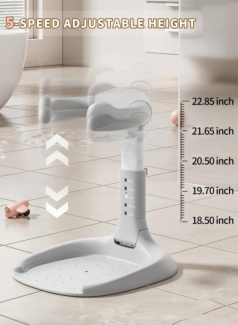 Adjustable Baby Shower Stand, Baby Bath Stand, Baby Shower Standing Support with Adjustable Height and Safety Handle, Foldable and Compact Baby Bathtub with Stand (GREY) - Image 3