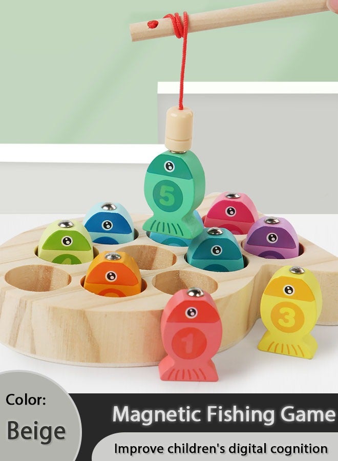 Magnetic Wooden Fishing Game Toys for Toddlers,Wooden Fish Magnets Fishing Learning Color Sorting Puzzle Montessori Preschool Educational Fine Motor Skills for 3 4 5 Years Old Boys Girls - Image 1