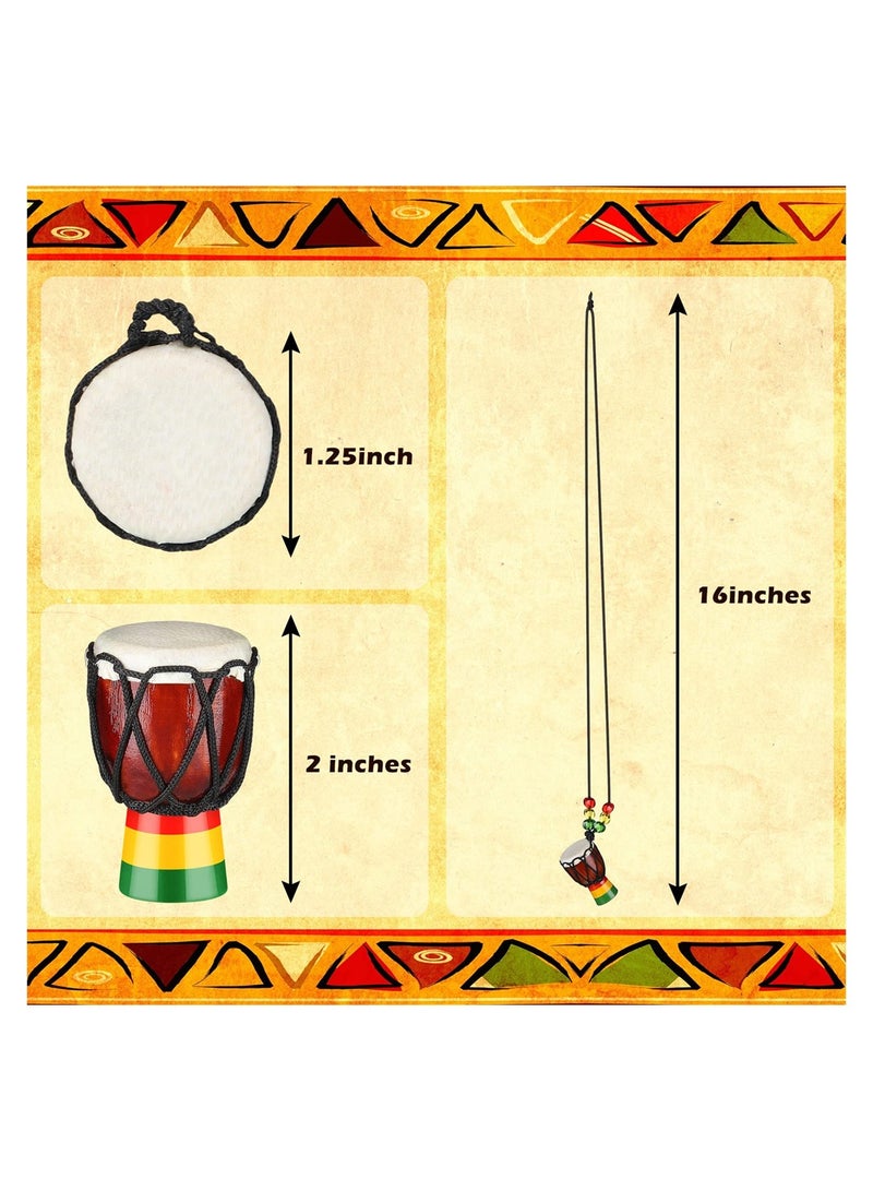 Excefore Instrument Necklaces, 5 Pcs Wooden Classic Djembe Drum Jewelry Necklace, Mini Pendant African Drum Bongos Percussion Jewelry Necklace, Kids Adults Party Supply School Gift - Image 3