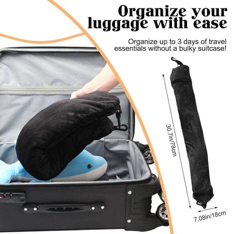 Nenkarn Nenkarn Stuffable Neck Pillow Travel Neck Pillow Storage Bag for Airplanes Tube Travel Neck Pillow Stuff with Clothes No Extra Baggage Fees Fits 3 Days of Travel Essentials No Filler Black  - Image 2