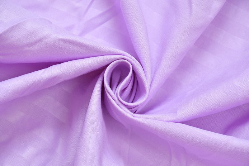 Hardeep 300TC Glace Cotton Plain Stripe Queen Size Double Bedsheet with 2 Pillow Cover for Home, Hotel, Guest Room (90 X 100) Inch Light Purple, Pack 1 - Image 2