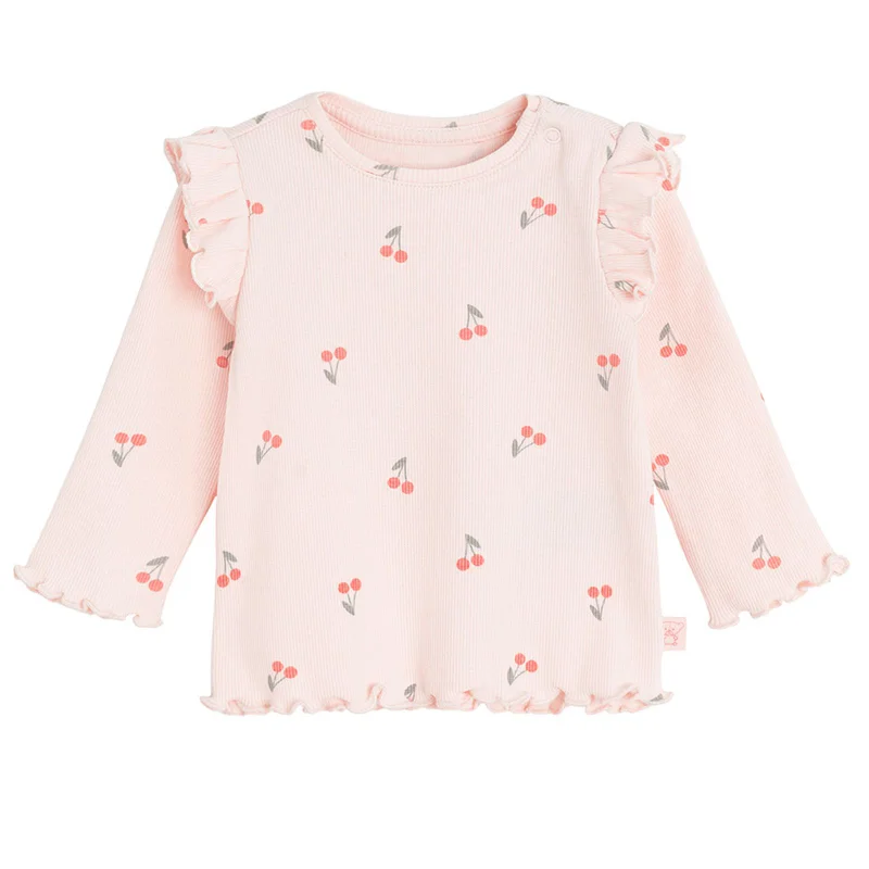 كول كلوب بلوزة قطنية وردية مع إيلاستين بأكمام طويلة