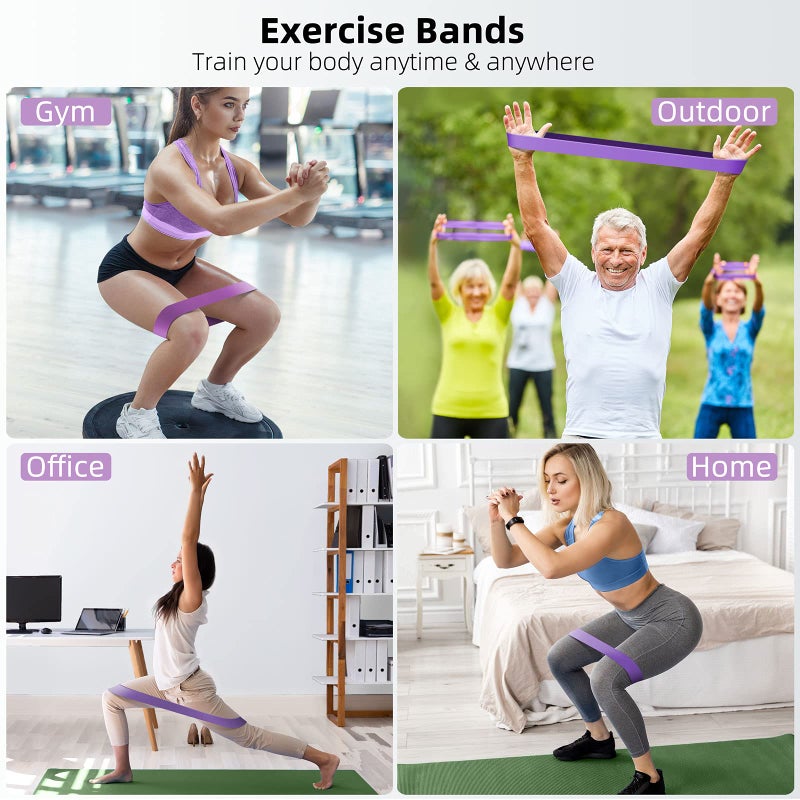 RenoJ Resistance Bands for Working Out, 5-Pack Elastic Loop Exercise Bands for Strength Training Stretching, Home Gym Equipment for Pilates Yoga Physical Therapy, Leg Glute Arm Workout Kit for Women Men - Image 2