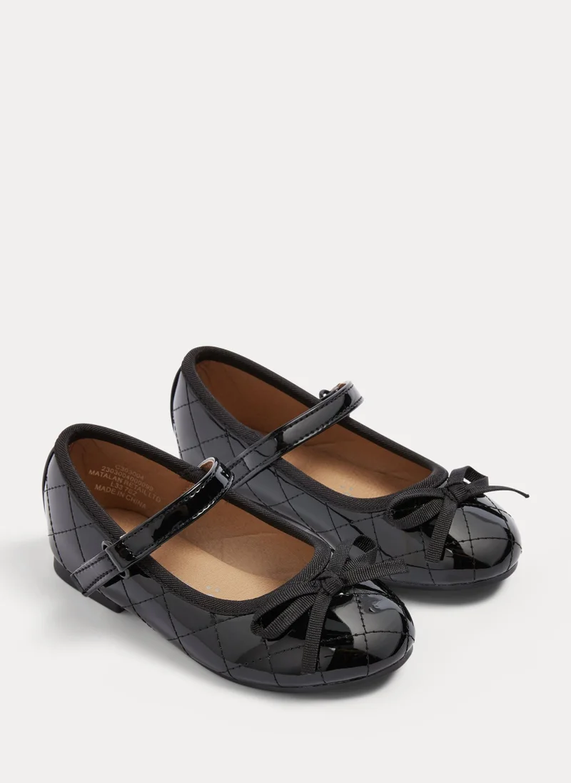 Matalan Girls Black Quilted Ballet Shoes